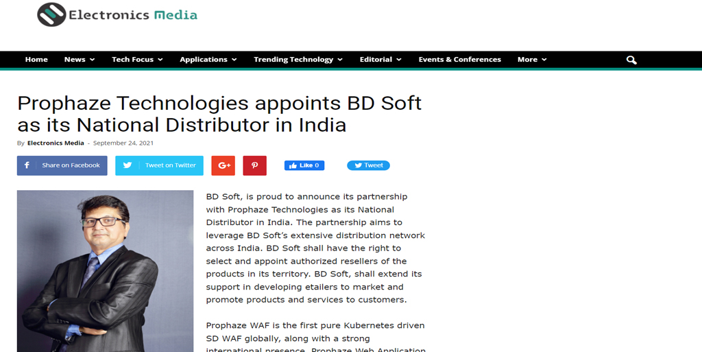 Read more about the article Prophaze Technologies appoints BD Soft as its National Distributor in India