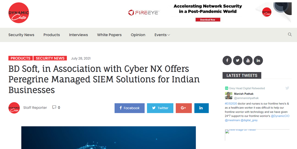 Read more about the article BD Soft, in Association with Cyber NX Offers Peregrine Managed SIEM Solutions for Indian Businesses