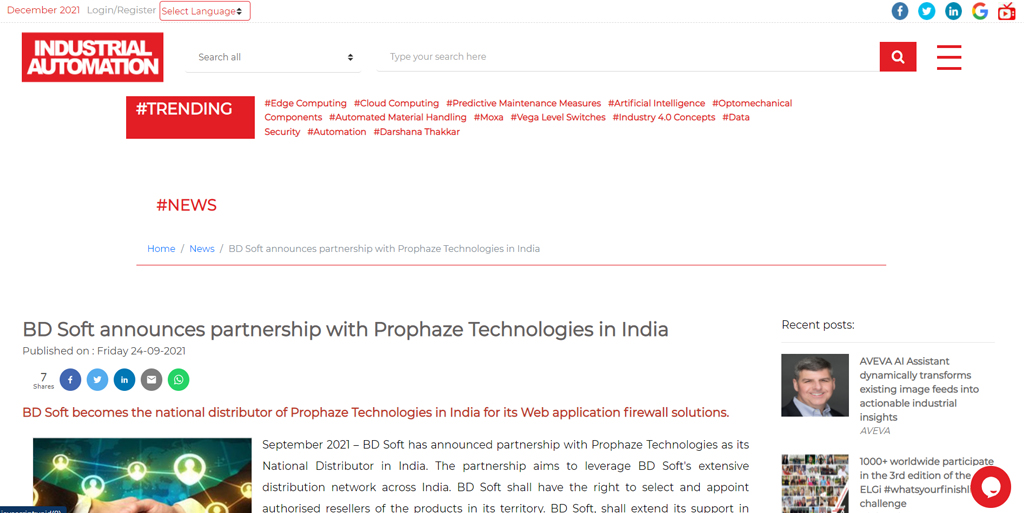 Read more about the article BD Soft announces partnership with Prophaze Technologies in India