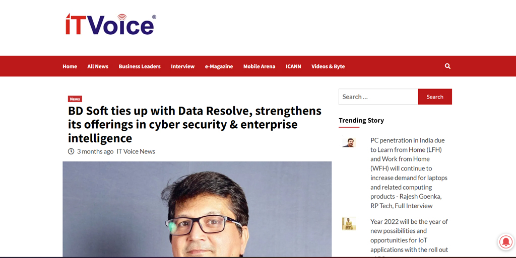 Read more about the article BD Soft ties up with Data Resolve, strengthens its offerings in cyber security & enterprise intelligence