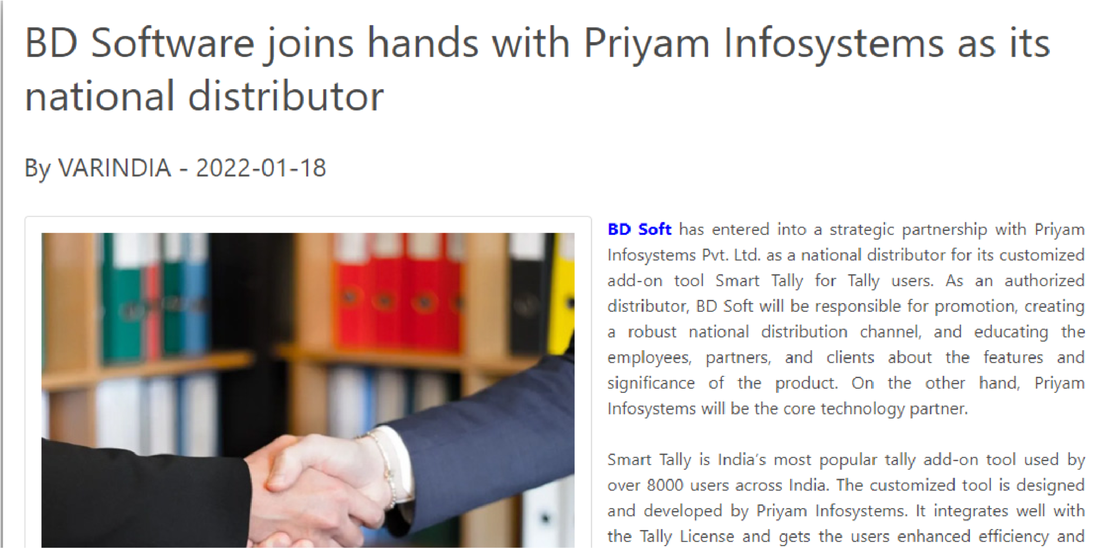 Read more about the article BD Software joins hands with Priyam Infosystems