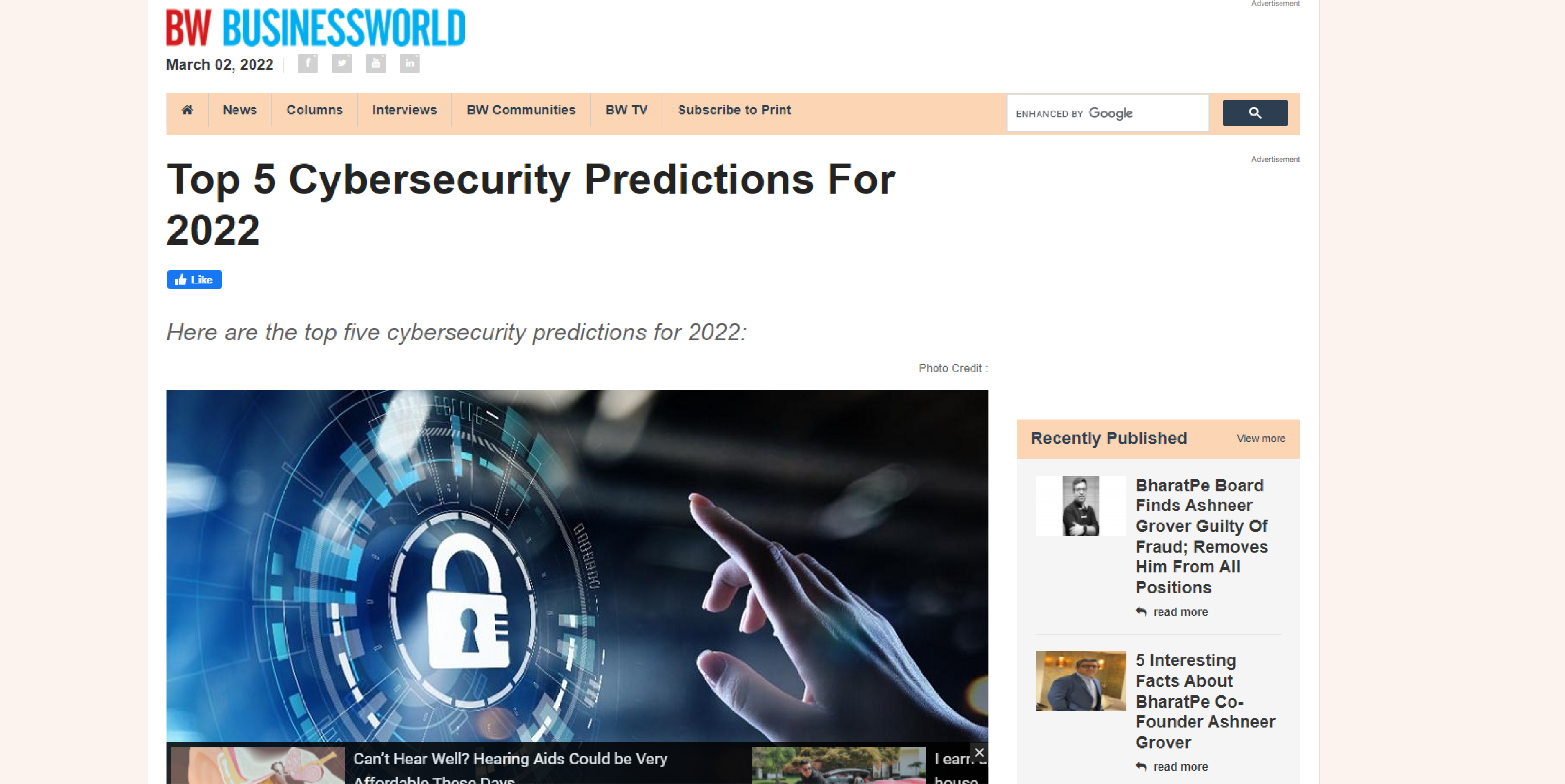 Read more about the article Top 5 Cybersecurity Predictions For 2022