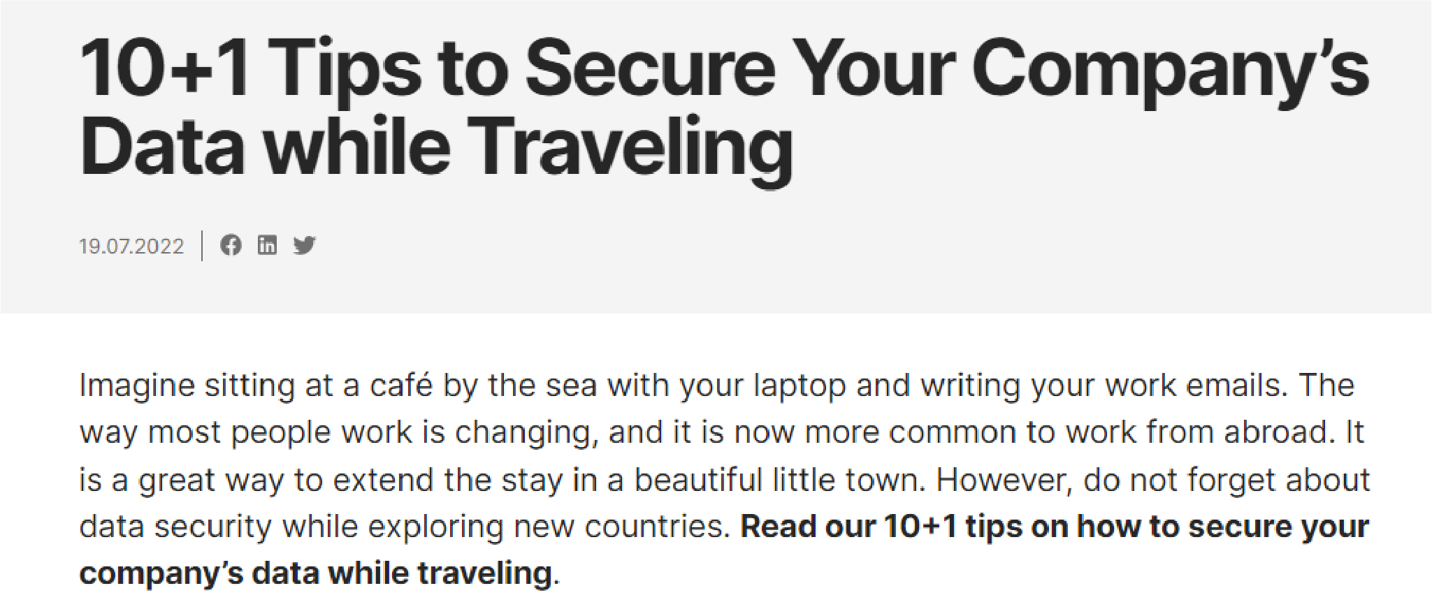 Read more about the article 10+1 Tips to Secure Your Company’s Data while Traveling