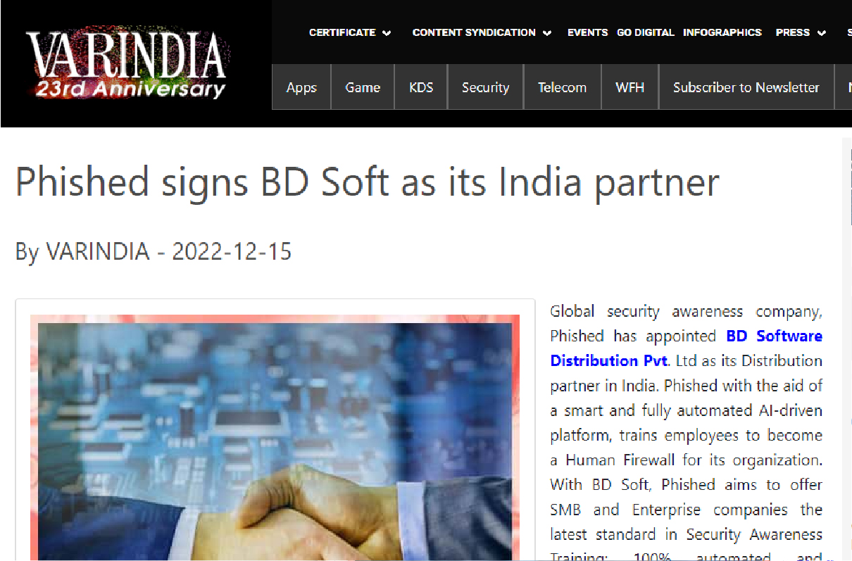 Read more about the article Phished signs BD Soft as its India partner