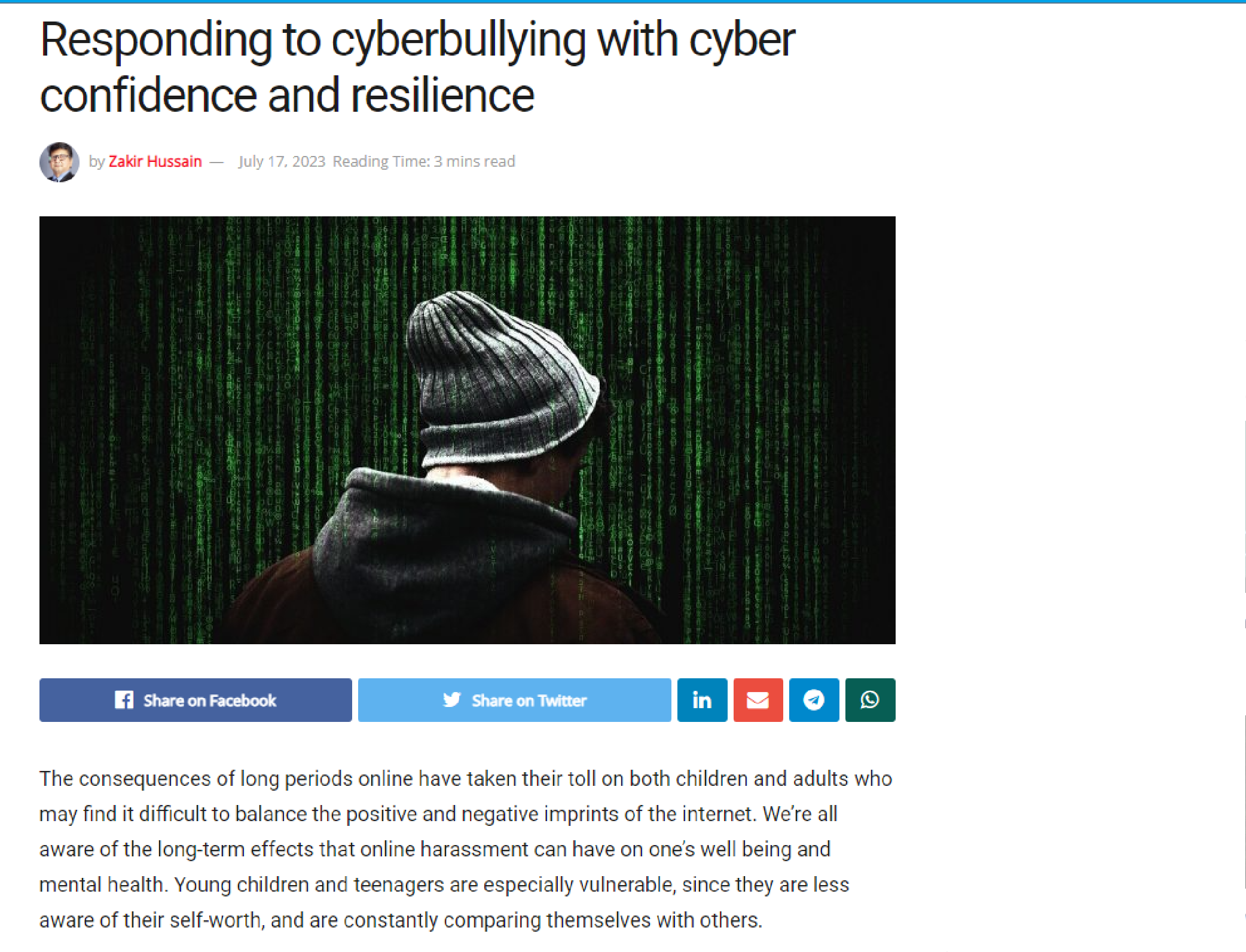Read more about the article Responding to cyberbullying with cyber confidence and resilience