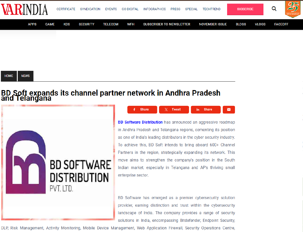Read more about the article BD Soft expands its channel partner network in Andhra Pradesh and Telangana