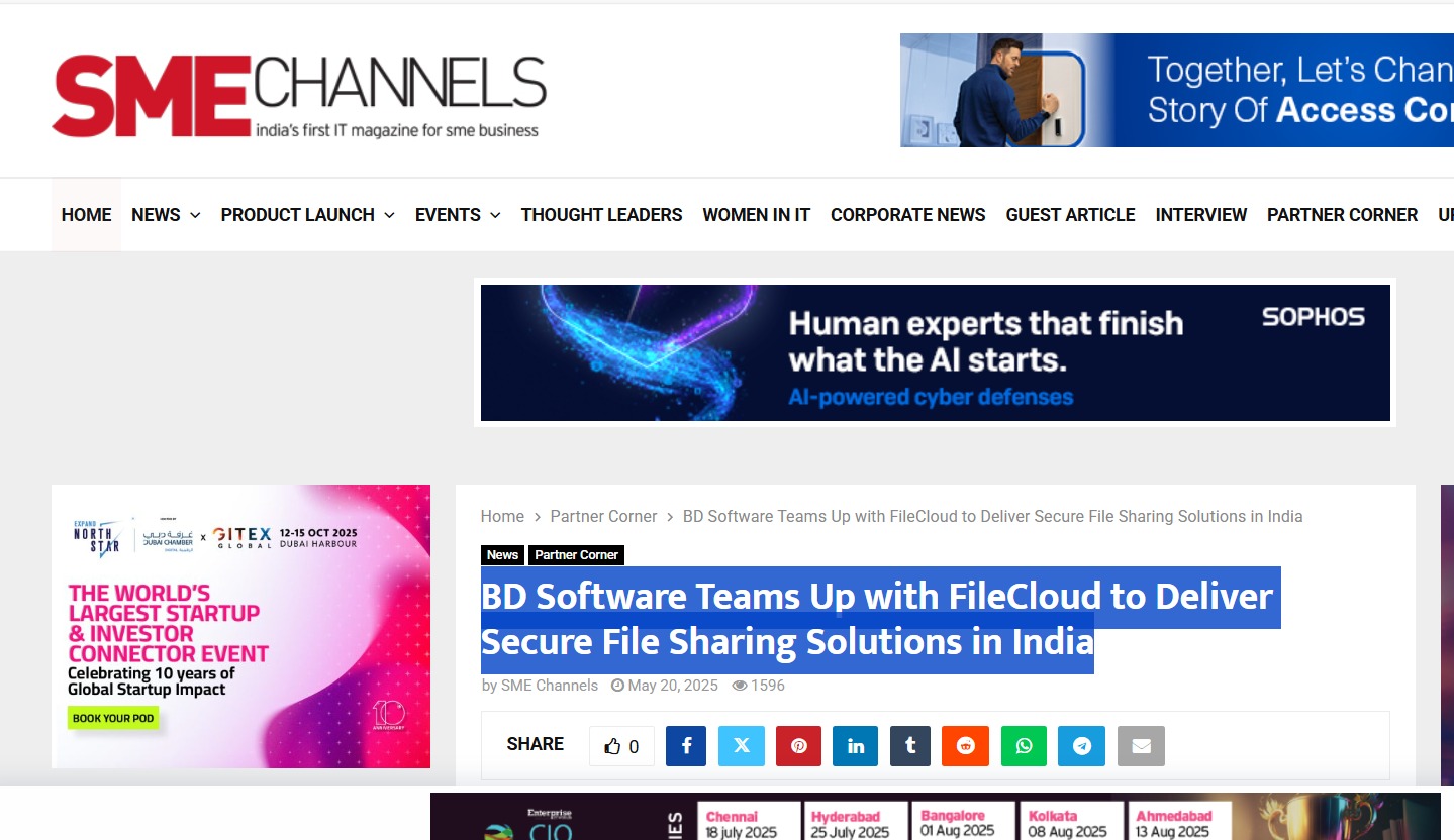 Read more about the article SME Channels – BD Software Teams Up with FileCloud to Deliver Secure File Sharing Solutions in India