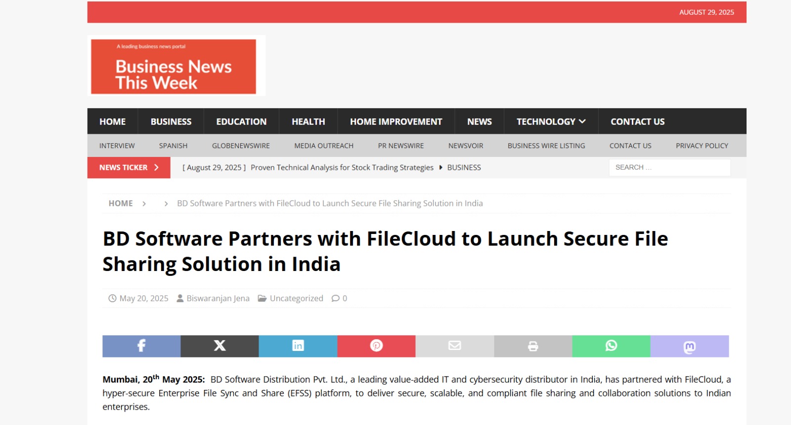 Read more about the article Business News This Week – BD Software Partners with FileCloud to Launch Secure File Sharing Solution in India