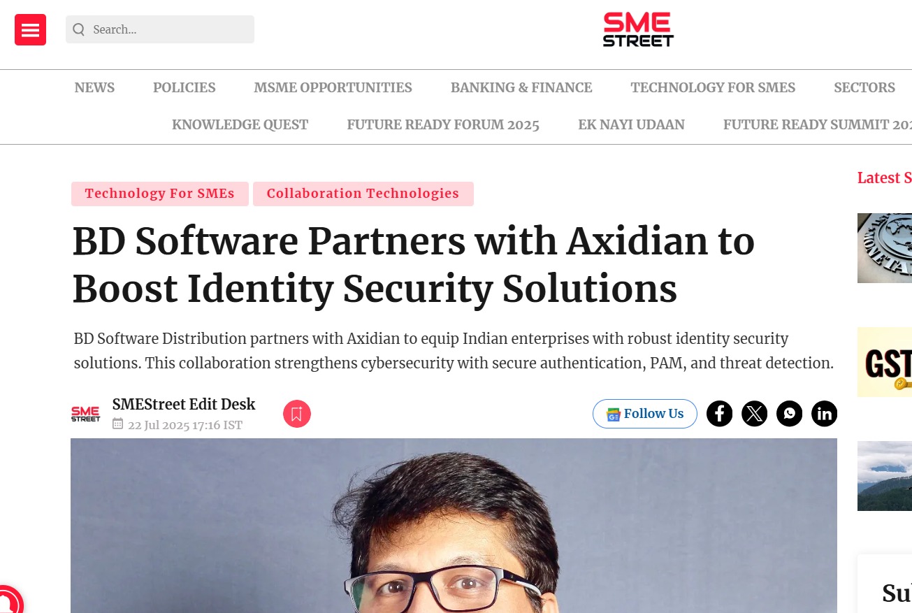 Read more about the article SME street – BD Software Partners with Axidian to Boost Identity Security Solutions