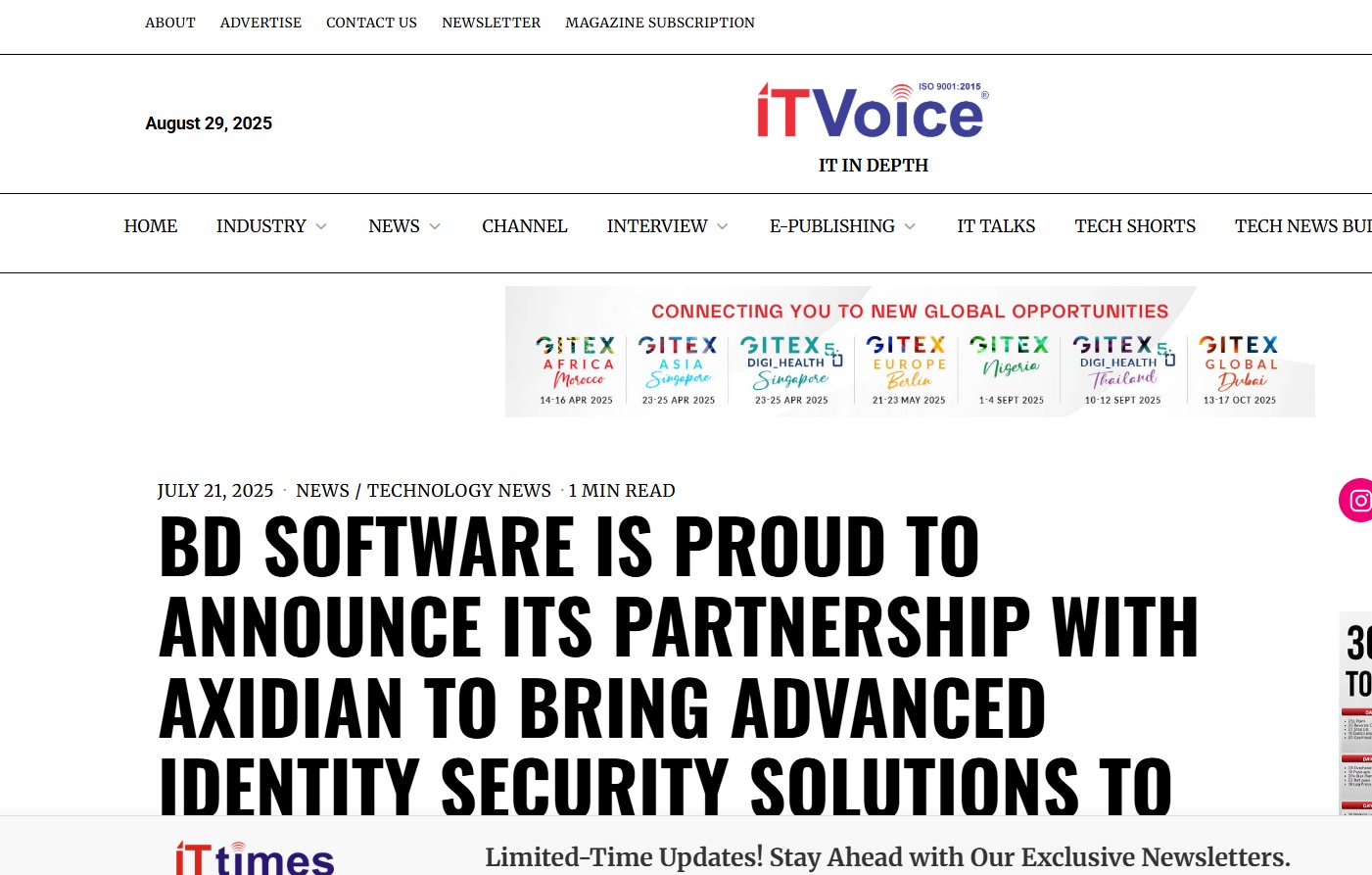 Read more about the article IT Voice – BD Software is proud to announce its partnership with Axidian to bring advanced identity security solutions to the Indian market.