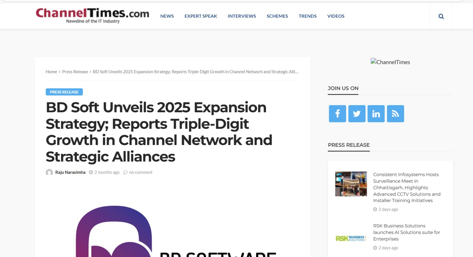 Read more about the article Channel Times – BD Soft Unveils 2025 Expansion Strategy; Reports Triple-Digit Growth in Channel Network and Strategic Alliances